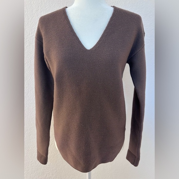 Wilfred Free Mauve 100% Merino Wool Waffle Knit Vneck Sweater Size XXS - Picture 1 of 8